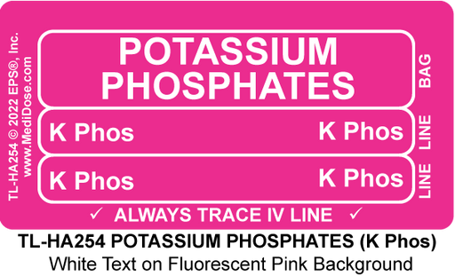 Line Tracing Label - POTASSIUM PHOSPHATES (K Phos) - TL-HA254 (1,000 Labels)