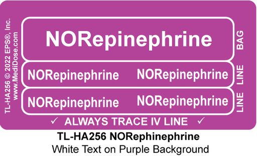 Line Tracing Label - NORepinephrine - TL-HA256 (1,000 Labels)