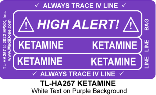 Line Tracing Label - KETAMINE - TL-HA257 (1,000 Labels)