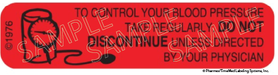 Auxiliary Label - To Control Your Blood Pressure (1,000 Labels)