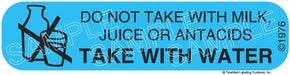 Auxiliary Label - Do Not Take with Milk (1,000 Labels)