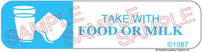 Auxiliary Label - Take with Food or Milk (1,000 Labels)