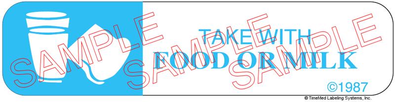 Auxiliary Label - Take with Food or Milk (1,000 Labels)