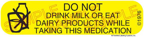 Auxiliary Label - Do Not Drink Milk or Eat Dairy (1,000 Labels)