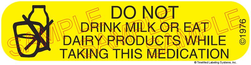 Auxiliary Label - Do Not Drink Milk or Eat Dairy (1,000 Labels)