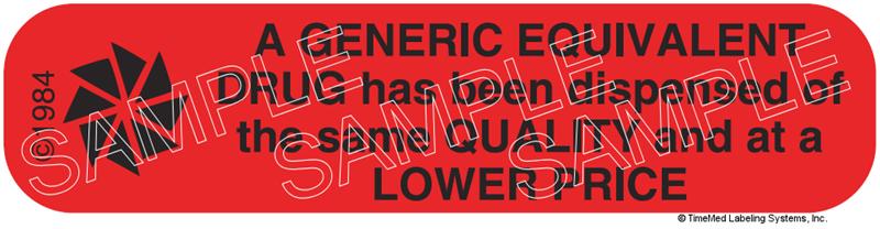 Auxiliary Label - Generic Equivalent Drug Lower Price (1,000 Labels)