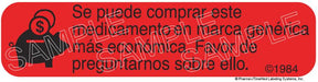 Auxiliary Label - Se Puede Camprar Este Medicamento En Marca Generica (1,000 Labels)