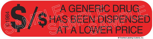 Auxiliary Label - Generic Drug Dispensed at Lower Price (1,000 Labels)