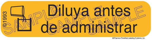 Auxiliary Label - Diluya Antes De Administrar (1,000 Labels)