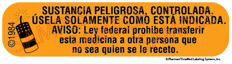 Auxiliary Label - SUSTANCIA PELIGROSA CONTROLADA USELA SOLAMENTE COMO ESTA INDICADA-1 (1,000 Labels)