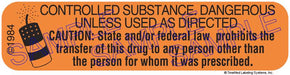 Auxiliary Label - Controled Substance State and Federal Caution (1,000 Labels)