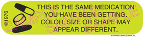 Auxiliary Label - Same Medication - Color Size Shape Different (1,000 Labels)