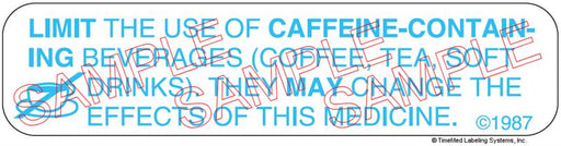 Auxiliary Label - Limit Use of Caffeine (1,000 Labels)