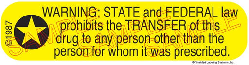 Auxiliary Label - Warning: State and Federal Law Prohibits Transfer (1,000 Labels)