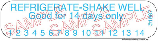 Auxiliary Label - Refrigerate Shake Well Good for 14 Days Only (1,000 Labels)