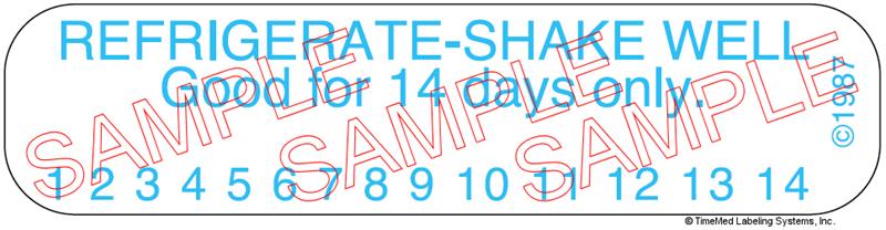 Auxiliary Label - Refrigerate Shake Well Good for 14 Days Only (1,000 Labels)