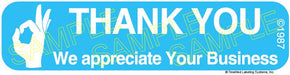 Auxiliary Label - Thank You We Appreciate Your Business (1,000 Labels)