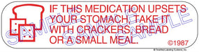 Auxiliary Label - Upset Stomach - Take with Crackers, Bread or Small Meal (1,000 Labels)