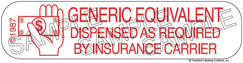 Auxiliary Label - Generic Equivalent as Required by Insurance (1,000 Labels)