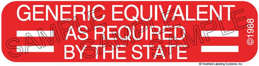 Auxiliary Label - Generic Equivalent Required by State (1,000 Labels)