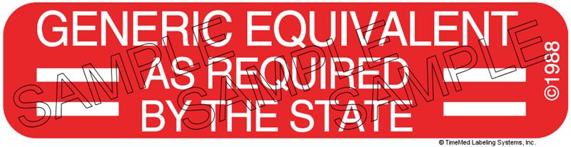 Auxiliary Label - Generic Equivalent Required by State (1,000 Labels)