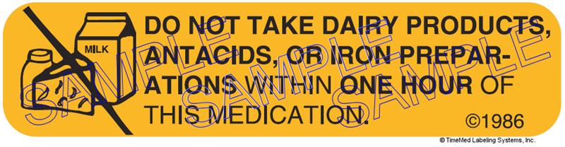 Auxiliary Label - Do Not Take Dairy (1,000 Labels)