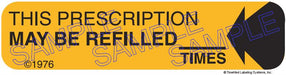 Auxiliary Label - Prescription May be Refilled ___ Times (1,000 Labels)