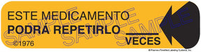 Auxiliary Label - Este Medicamento Podra Repetirlo (1,000 Labels)