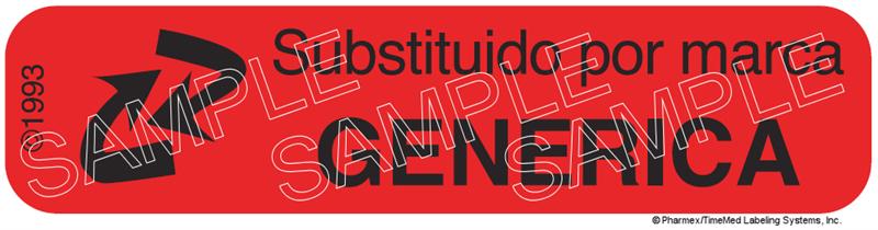 Auxiliary Label - Substituido Por marca Generica (1,000 Labels)