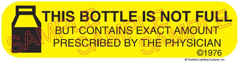 Auxiliary Label - This Bottle is Not Full (1,000 Labels)