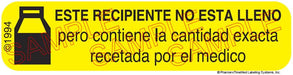 Auxiliary Label - Este Recipiente No Esta Lleno (1,000 Labels)