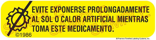 Auxiliary Label - Evite Exponerse Prolongadamente Al Sol (1,000 Labels)