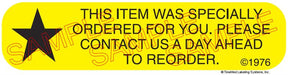 Auxiliary Label - Item was Specially Ordered for You (1,000 Labels)