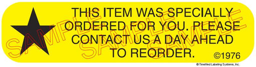 Auxiliary Label - Item was Specially Ordered for You (1,000 Labels)