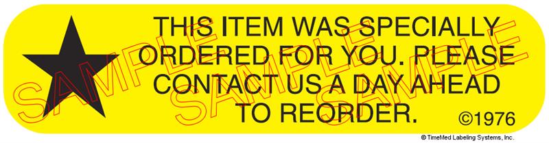 Auxiliary Label - Item was Specially Ordered for You (1,000 Labels)