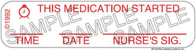 Auxiliary Label - This Medication Started Time Date Nurse Sig (1,000 Labels)