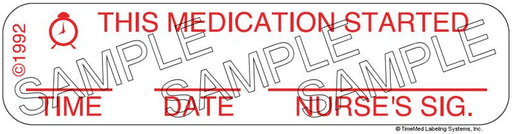 Auxiliary Label - This Medication Started Time Date Nurse Sig (1,000 Labels)