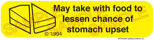 Auxiliary Label - May Take with Food to Lessen Stomach Upset (1,000 Labels)