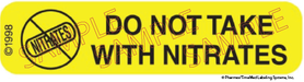 Auxiliary Label - Do Not Take With Nitrates (1,000 Labels)