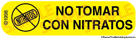 Auxiliary Label - NO TOMAR CON NITRATOS-1 (1,000 Labels)