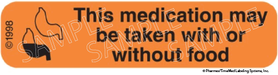 Auxiliary Label - This Medication May be Taken With or Without Food (1,000 Labels)
