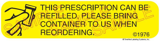 Auxiliary Label - Prescription Can be Refilled (1,000 Labels)