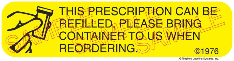 Auxiliary Label - Prescription Can be Refilled (1,000 Labels)