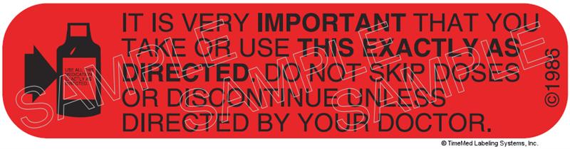 Auxiliary Label - Take Exactly as Directed (1,000 Labels)