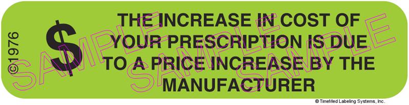 Auxiliary Label - Increase in Cost Due to Price Increase (1,000 Labels)