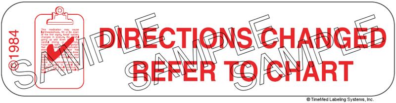Auxiliary Label - Directions Changed Refer to Chart (1,000 Labels)