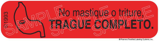 Auxiliary Label - No Mastigue O Triture Trague Completo (1,000 Labels)