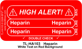 Line Tracing Label - Heparin - TL-HA103 (1,000 Labels)