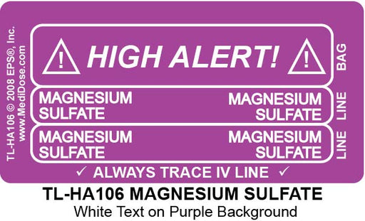 Line Tracing Label - MAGNESIUM SULFATE - TL-HA106 (1,000 Labels)