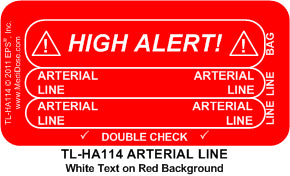 Line Tracing Label - ARTERIAL LINE - TL-HA114 (1,000 Labels)